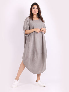 Plain Linen Dress Mocha