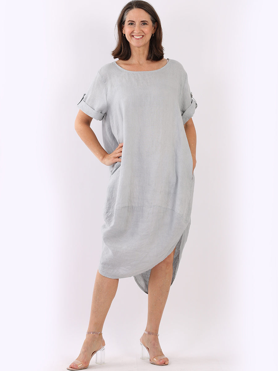 Plain Linen Dress Silver