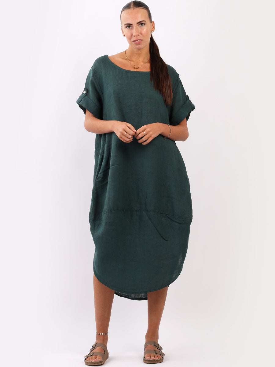 Plain Linen Dress Teal