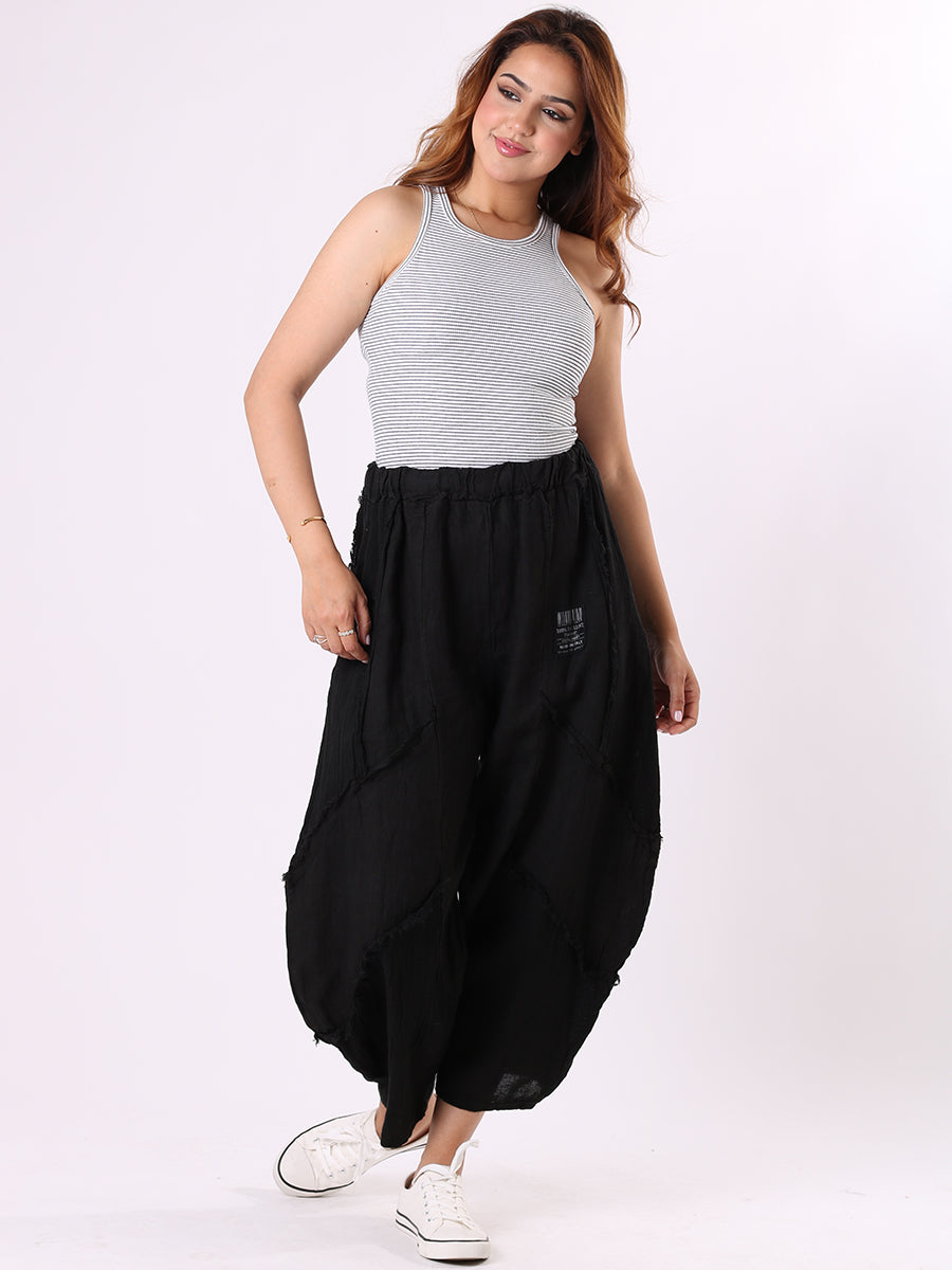 Women Linen Trouser Black