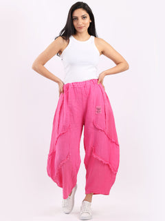 Women Linen Trouser Fuchsia