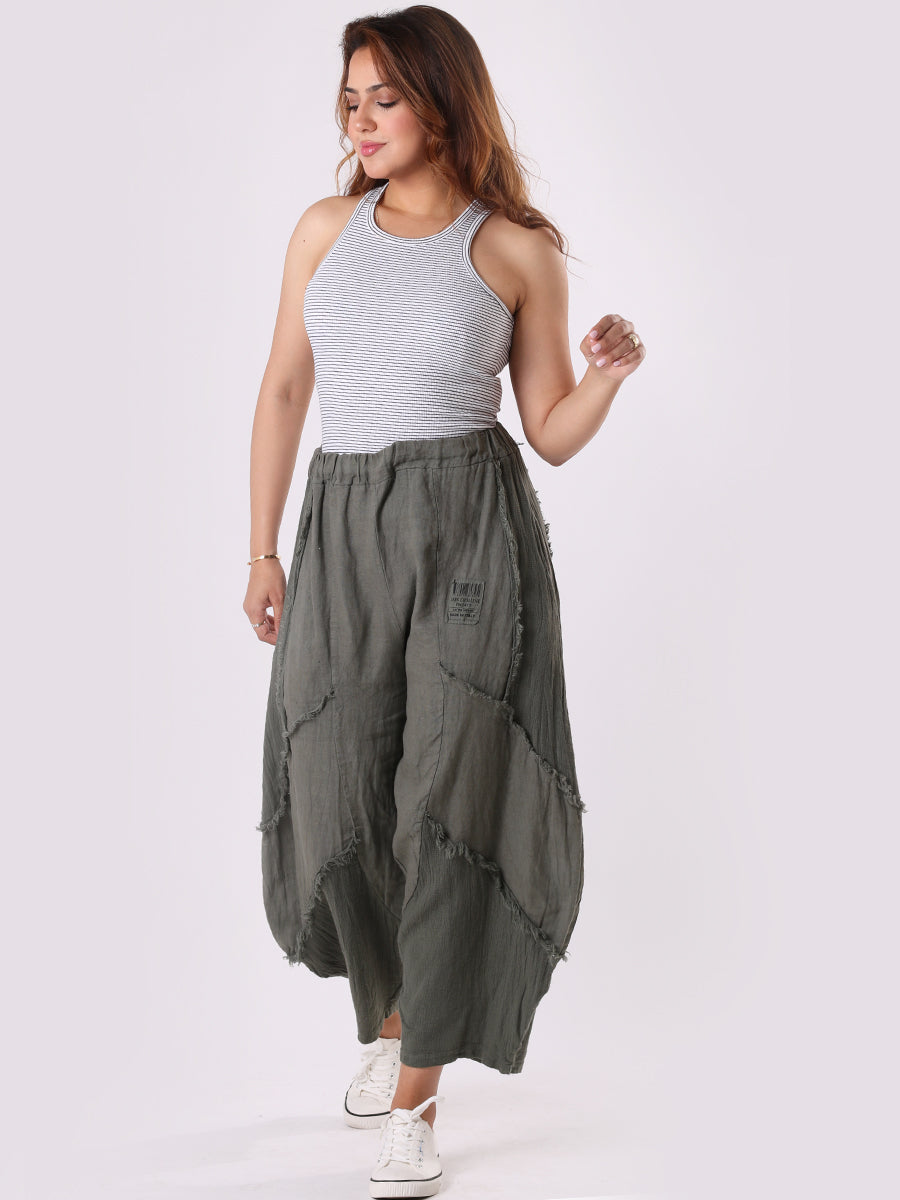 Women Linen Trouser Khaki
