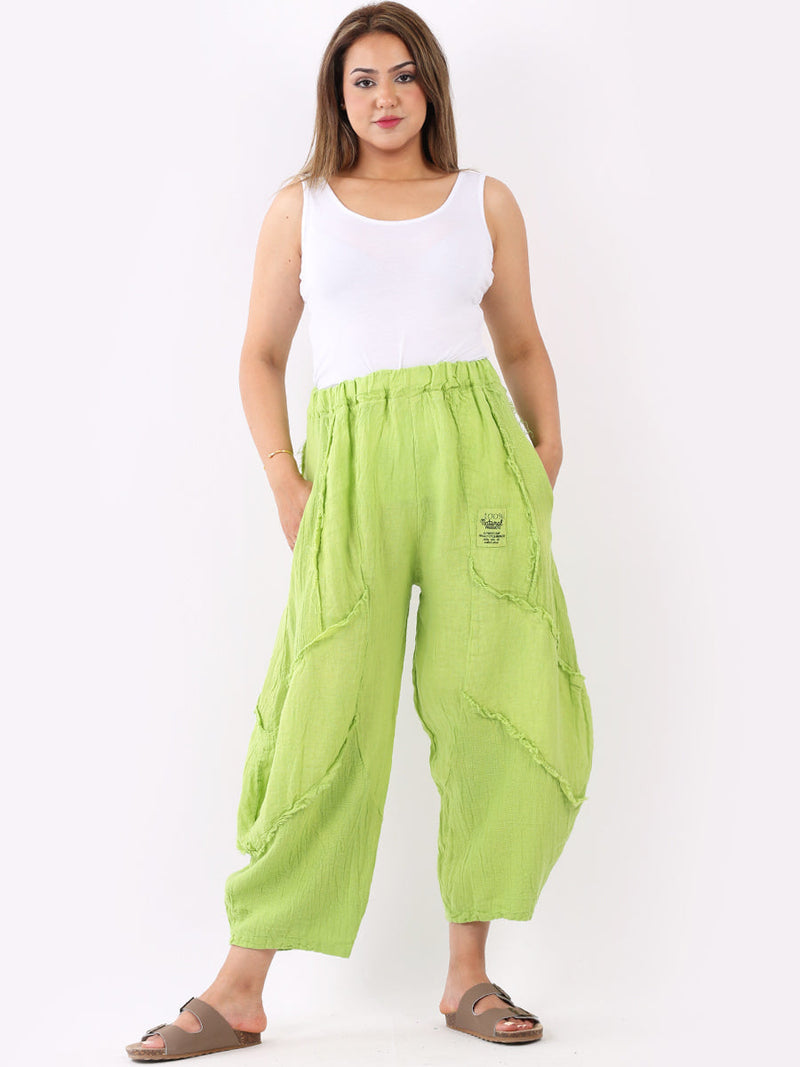 Women Linen Trouser Lime Green