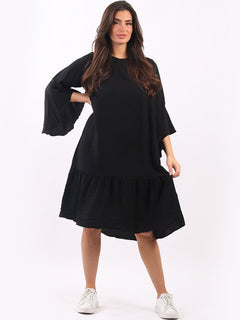 Ruffle Midi Dress Black
