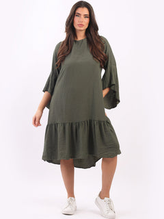 Ruffle Midi Dress Khaki