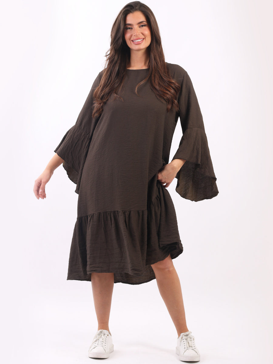 Ruffle Midi Dress Mocha