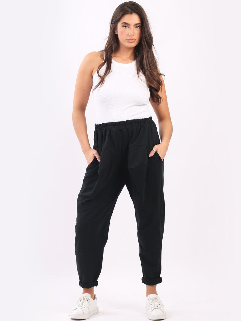 Solid Cotton Loose Comfy Pant Black