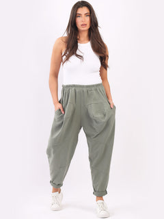 Solid Cotton Loose Comfy Pant Khaki