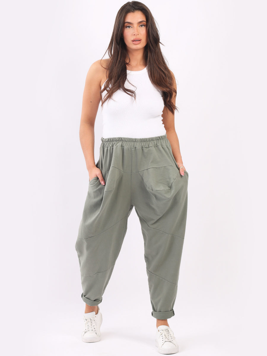 Solid Cotton Loose Comfy Pant Khaki