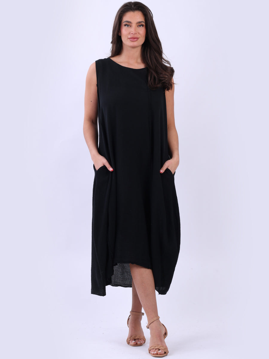 Oversized Plain Cotton Dress Black