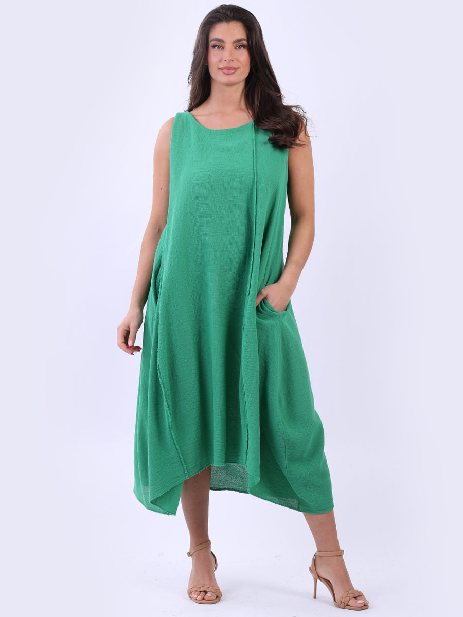 Oversized Plain Cotton Dress Green