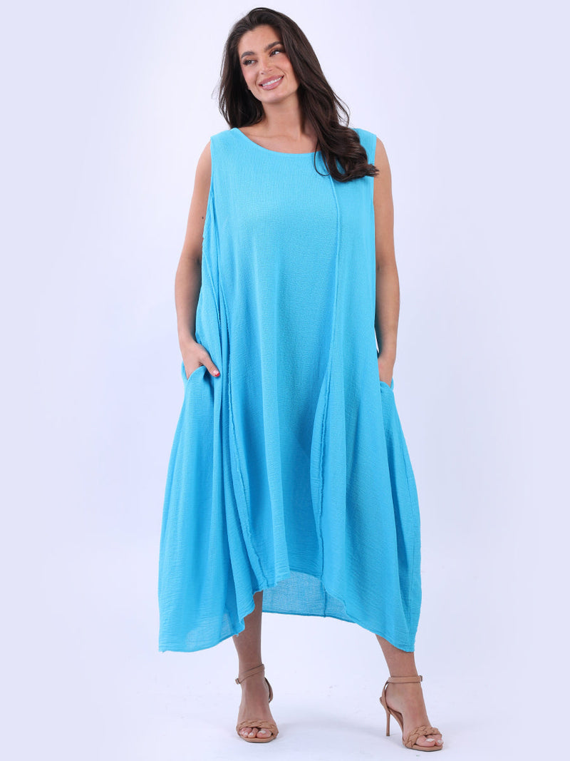 Oversized Plain Cotton Dress Turquoise