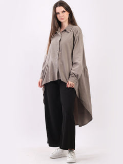 Cotton Corduroy Shirt Dress Mocha