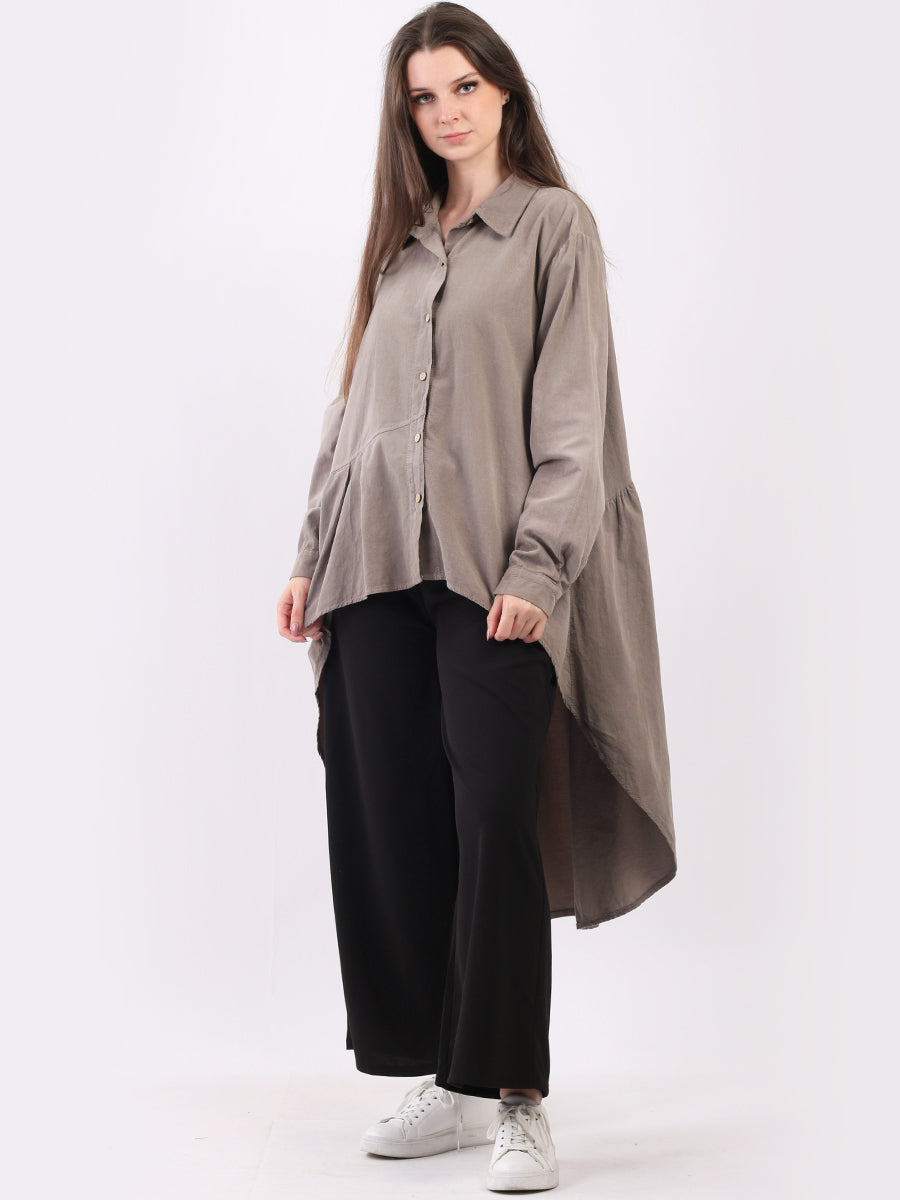 Cotton Corduroy Shirt Dress Mocha