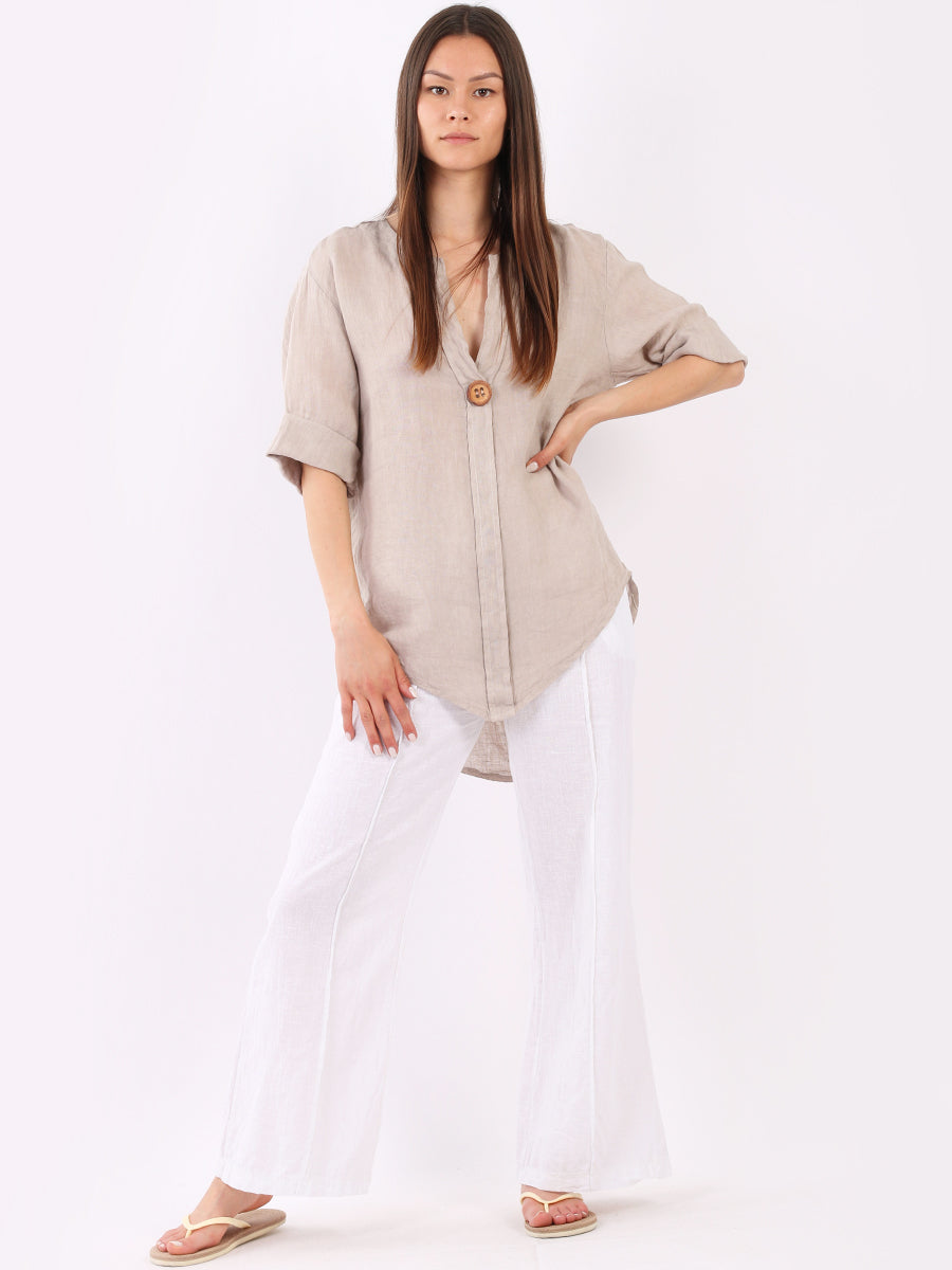 Linen Lagenlook Top Beige