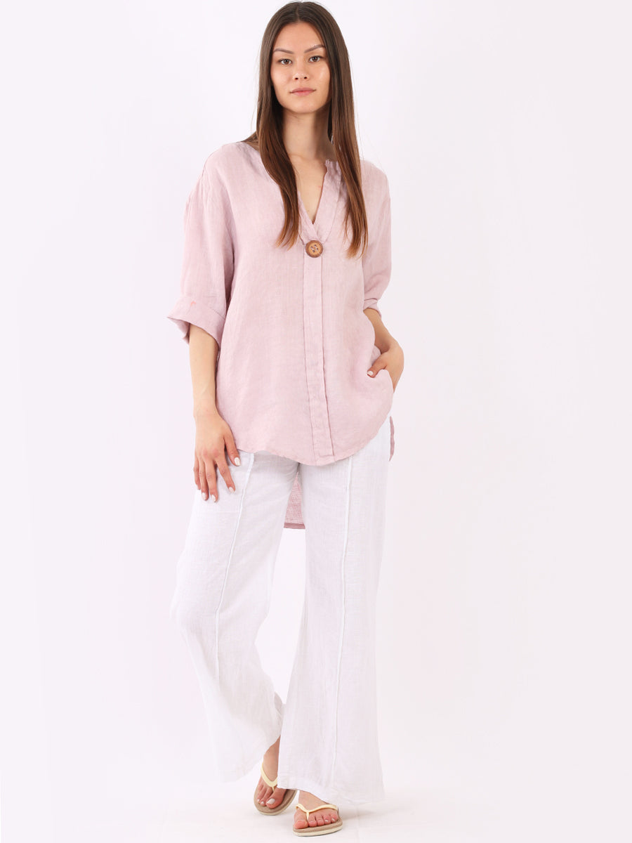 Linen Lagenlook Top Pink