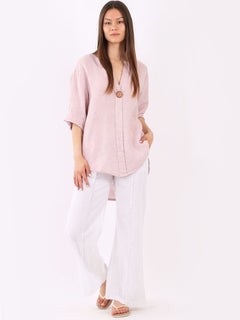 Linen Lagenlook Top Pink