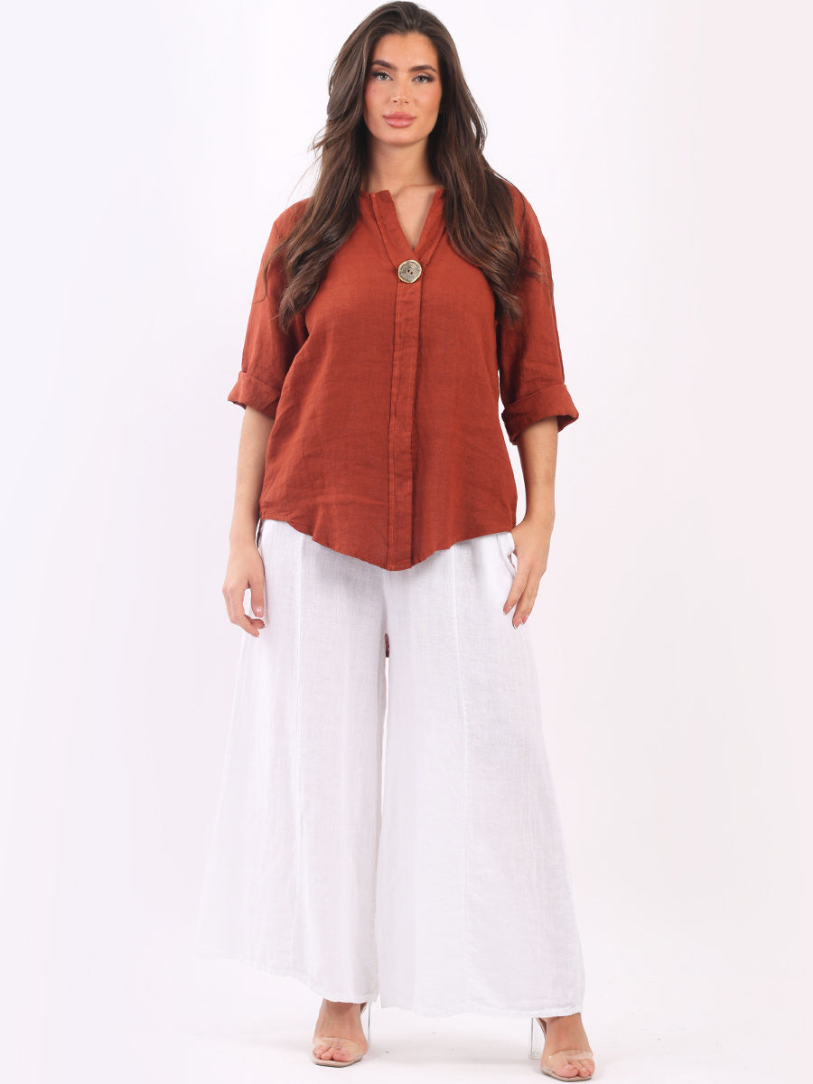 Linen Lagenlook Top Rust