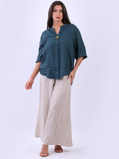Linen Lagenlook Top Teal