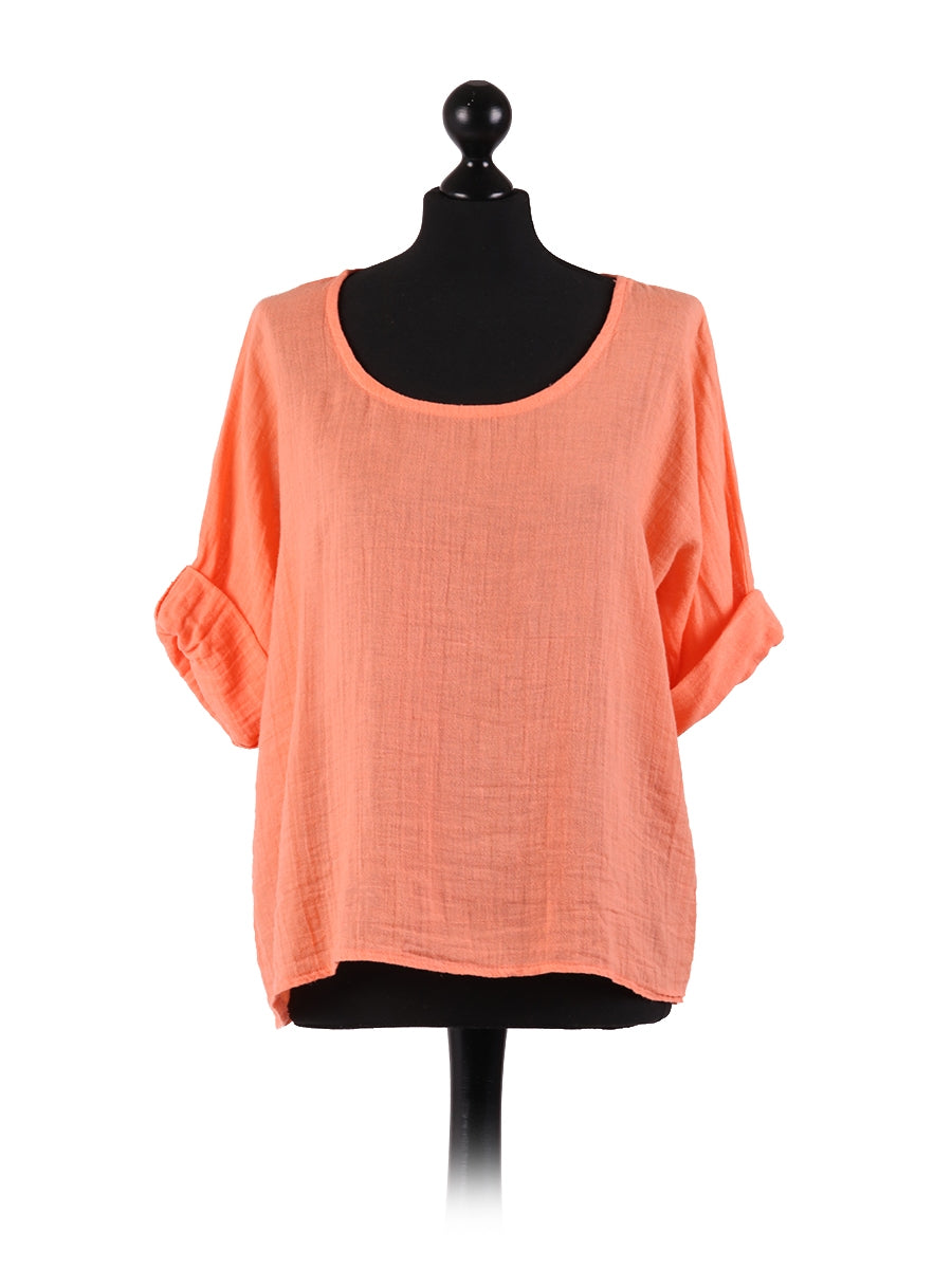 Plain Linen Crop Top Orange