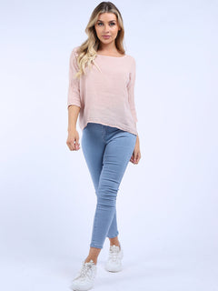 Plain Linen Crop Top Pink