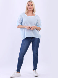 Plain Linen Crop Top Sky Blue