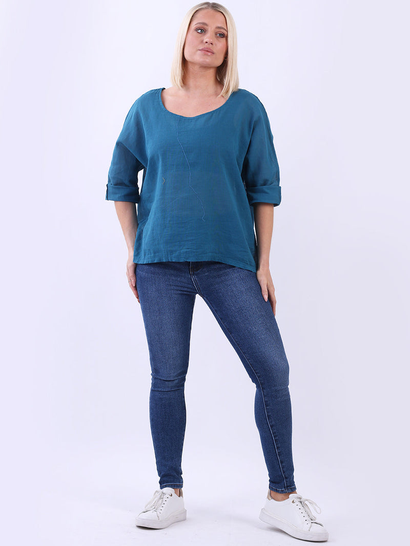 Plain Linen Crop Top Teal