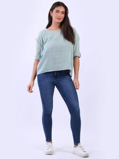 Plain Linen Crop Top Tiffany
