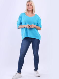 Plain Linen Crop Top Turquoise