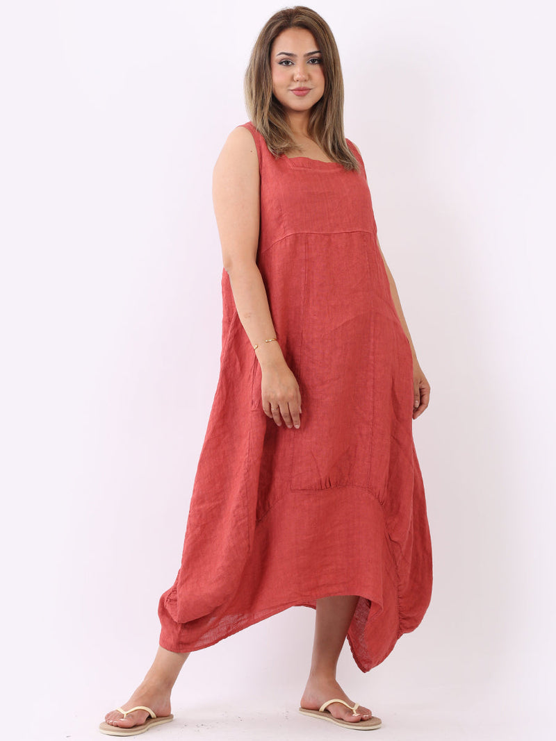 Plain Linen Tank Dress Sugar Poppy