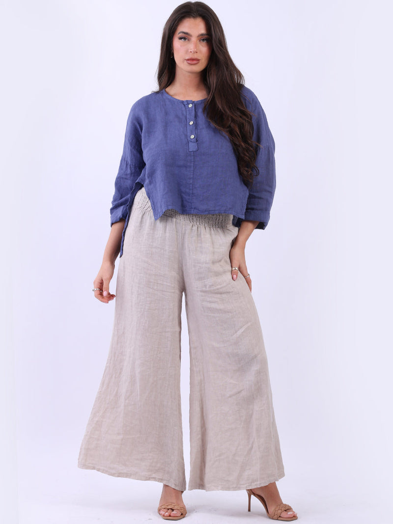 Plain Linen Hi-Lo Top Denim