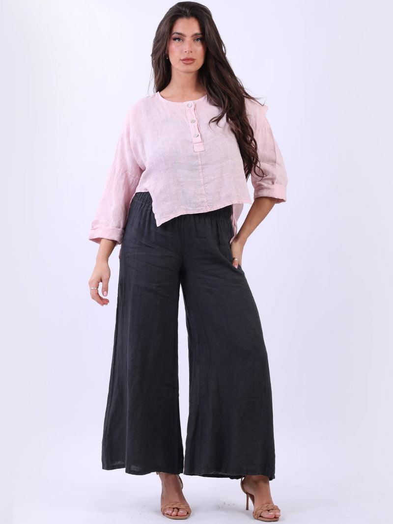 Plain Linen Hi-Lo Top Pink