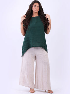 Plain Linen High Low Top Bottle Green