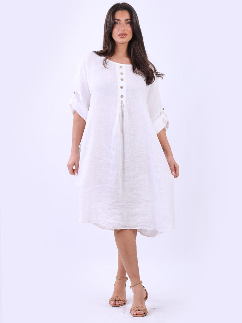 Linen Plus Size Dress White