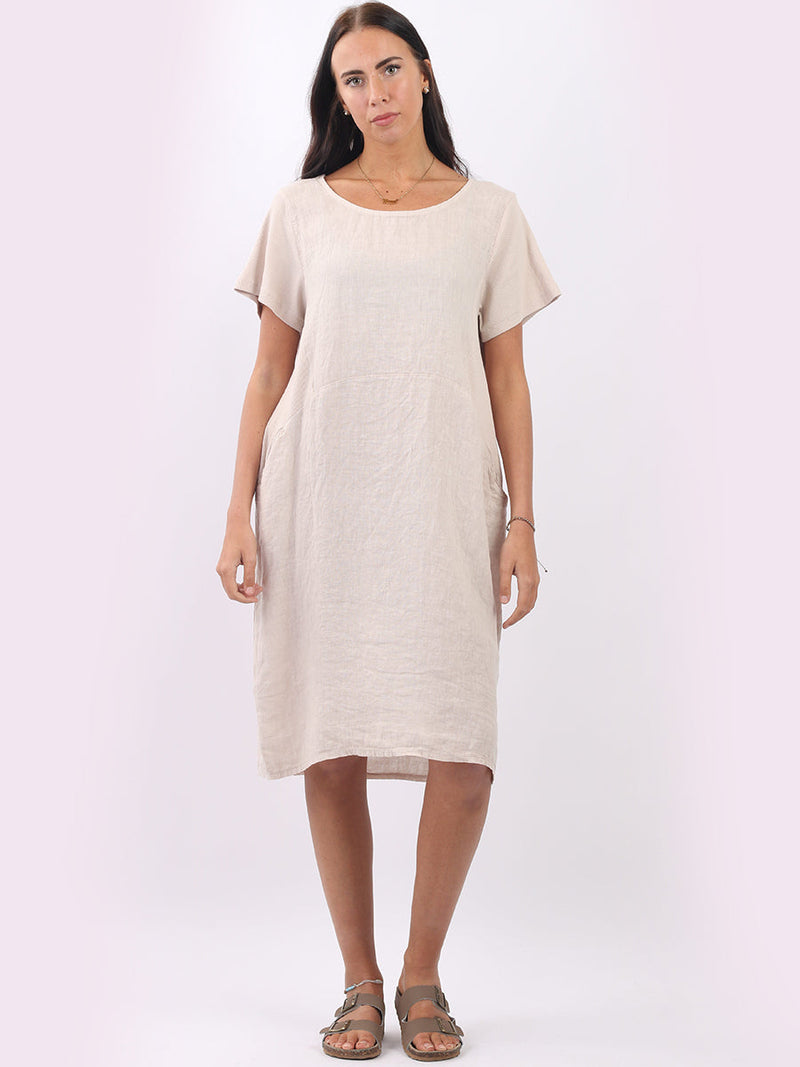 Lagenlook Oversized Midi Dress Beige
