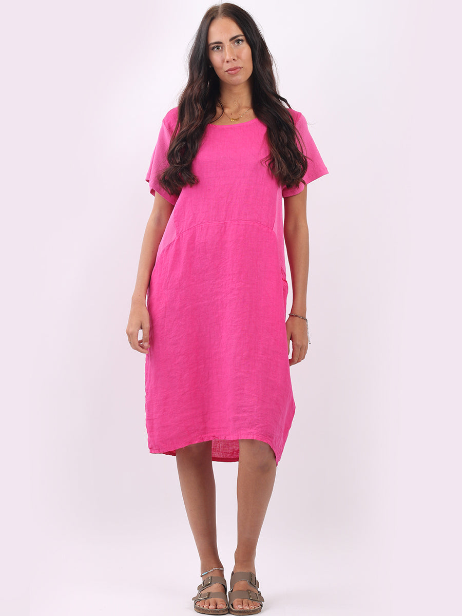 Lagenlook Oversized Midi Dress Fuchsia
