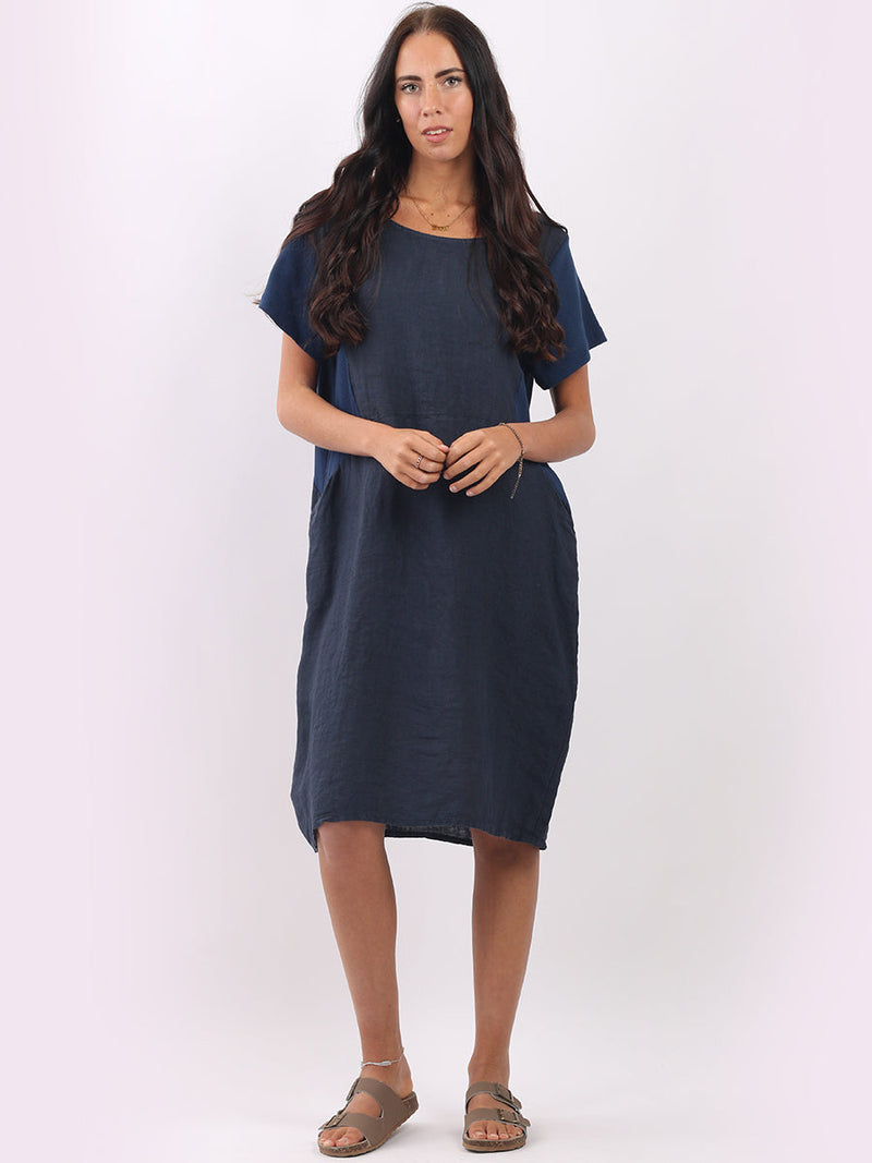 Lagenlook Oversized Midi Dress Navy
