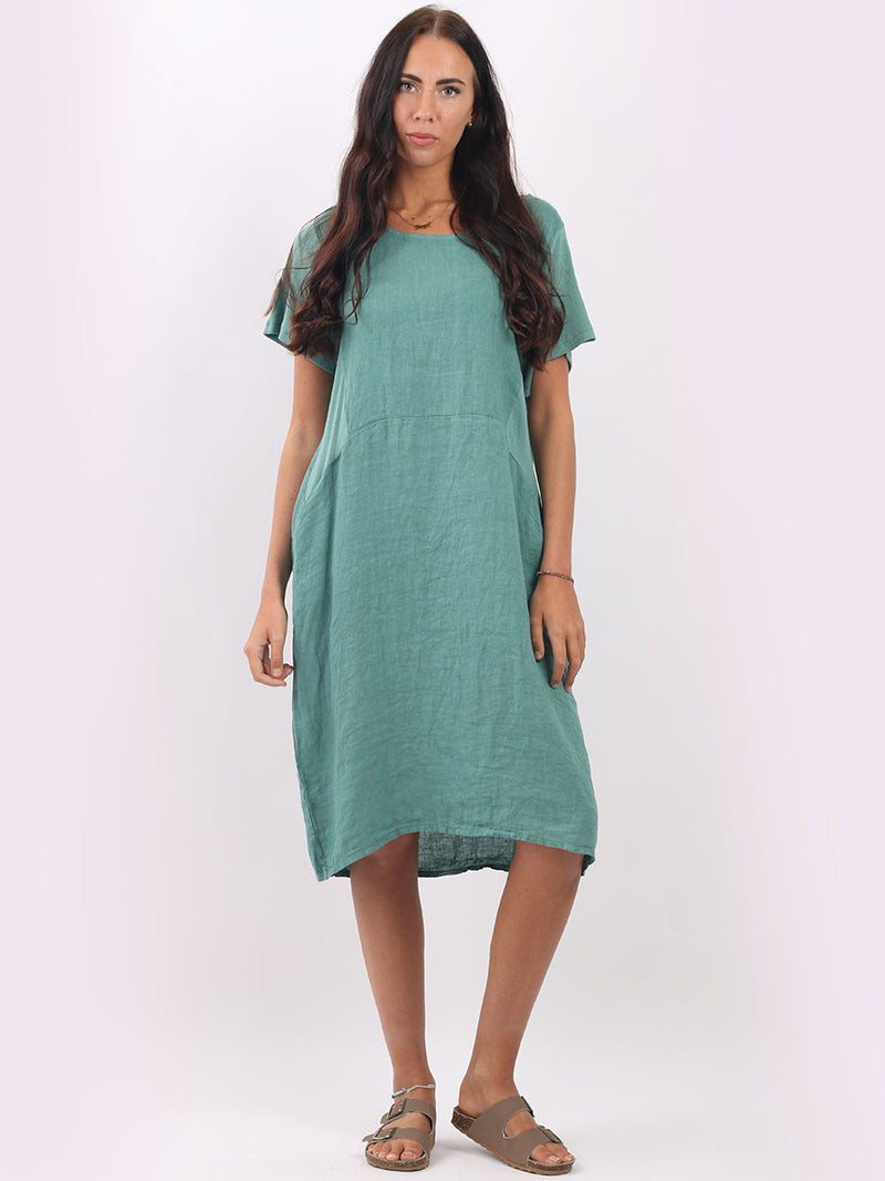 Lagenlook Oversized Midi Dress Ocean Blue