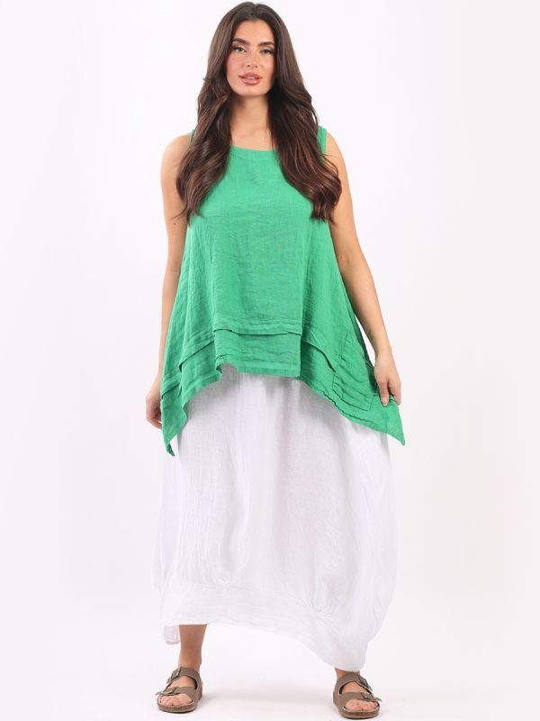 Plain Linen Tank Top Green