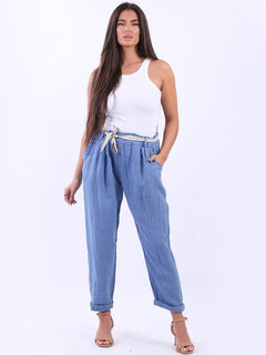 Plain Linen Trouser Denim