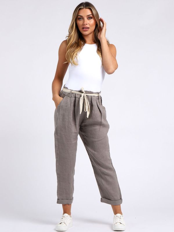 Plain Linen Trouser Mocha