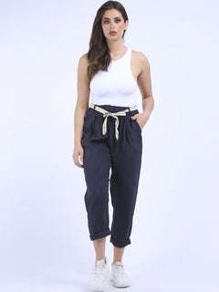 Plain Linen Trouser Navy