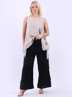 Linen Wide Leg Pant Black