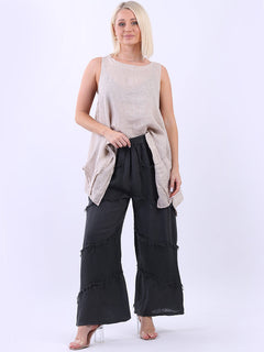 Linen Wide Leg Pant Charcoal