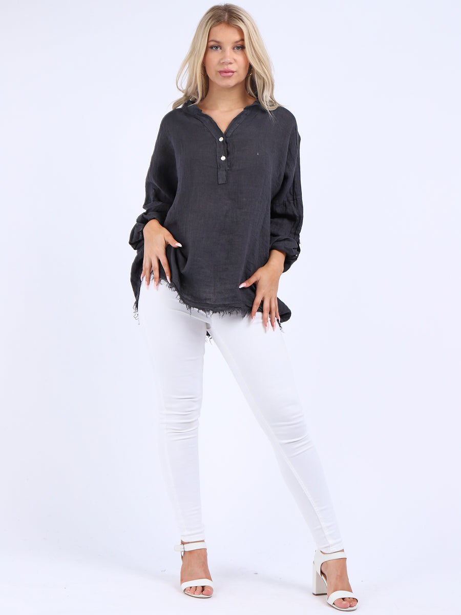 Plain Linen Oversized Linen Top