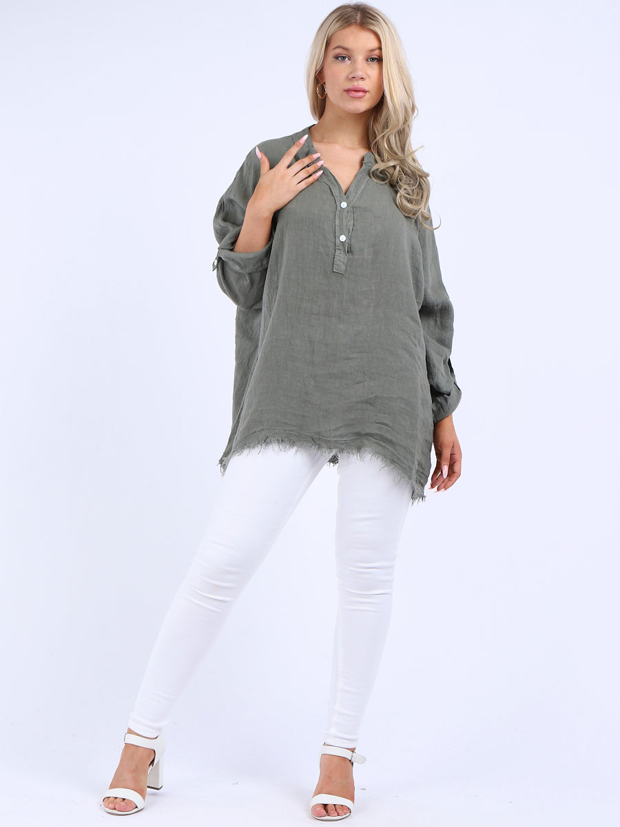 Plain Linen Oversized Linen Top