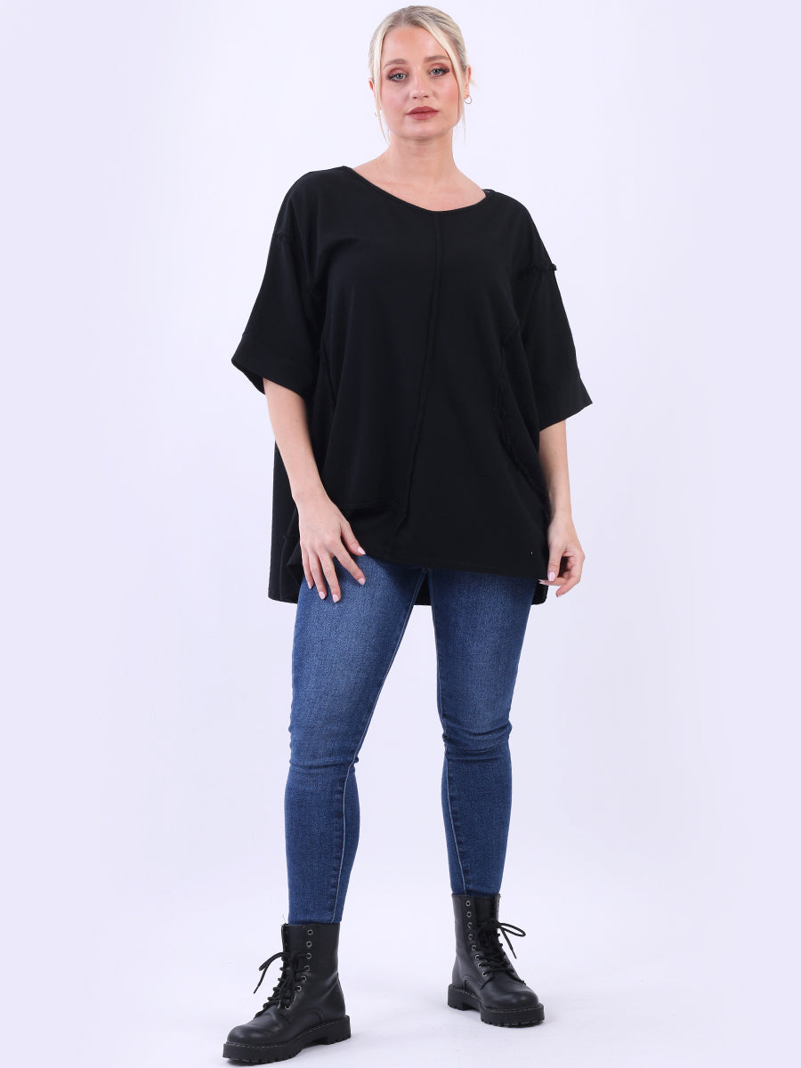 Hopsack Baggy Cotton Top Black