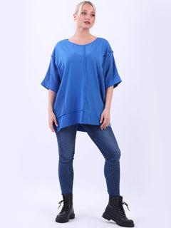 Hopsack Baggy Cotton Top Royal Blue