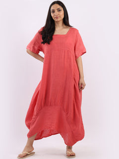 Square Neck Linen Dress Sugar Poppy