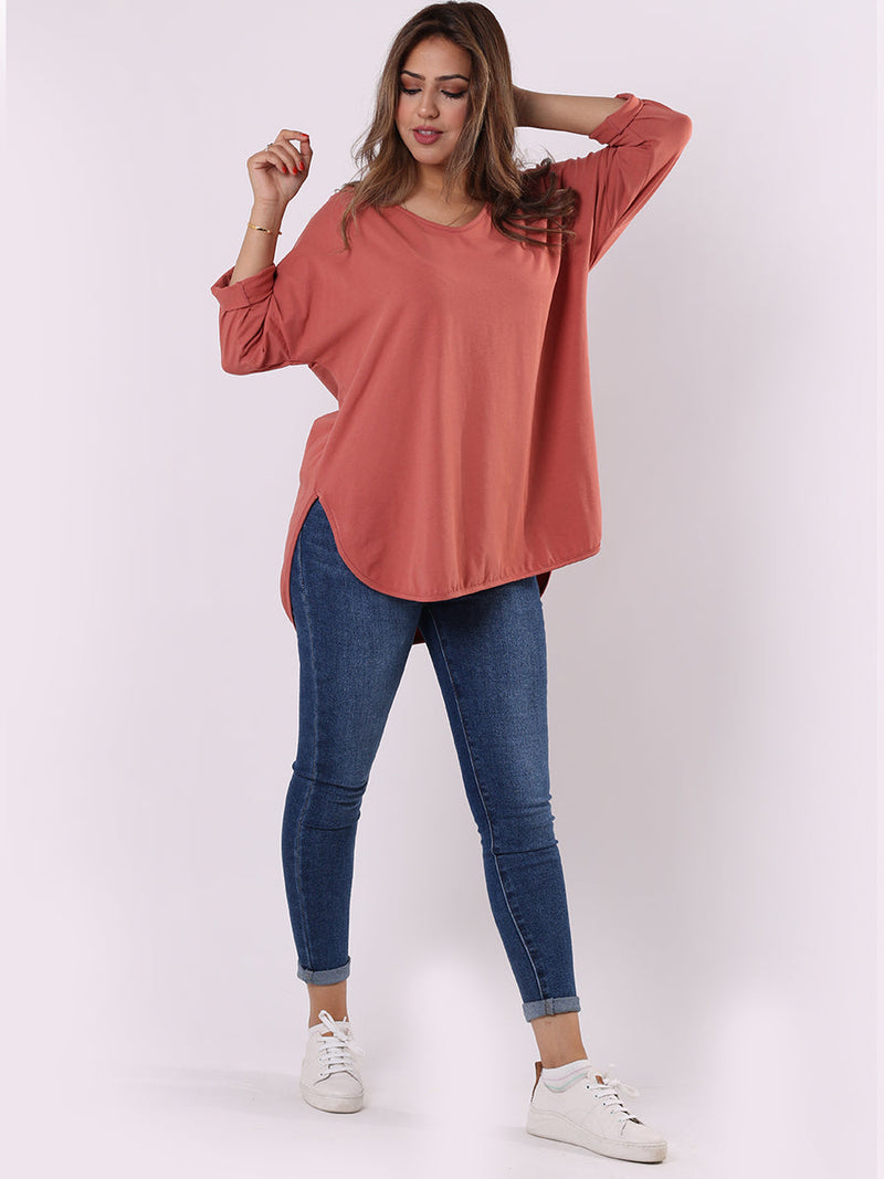V Neck Cotton Sweat Top Sugar Poppy